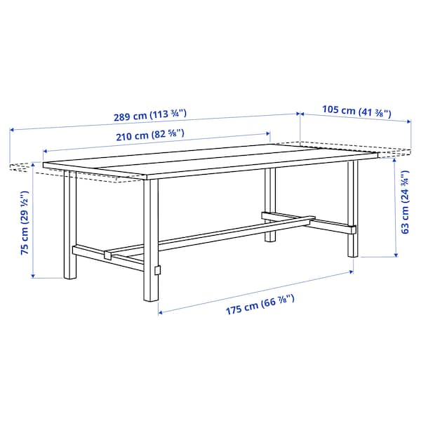 Ikea NORDVIKEN / SKOGSTA - Table and 6 chairs, white/acacia,210/289 cm
