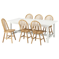 NORDVIKEN / SKOGSTA - Table and 6 chairs, white/acacia,210/289 cm