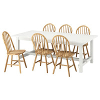 NORDVIKEN / SKOGSTA - Tavolo e 6 sedie, bianco/acacia,210/289 cm
