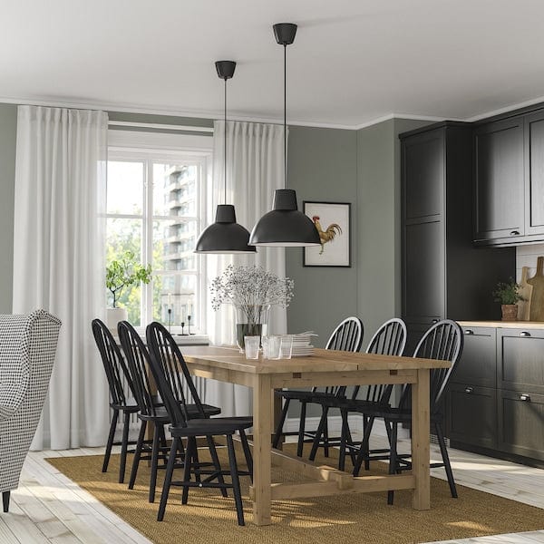 Ikea NORDVIKEN / SKOGSTA - Table and 6 chairs, stained antique/black,210/289 cm