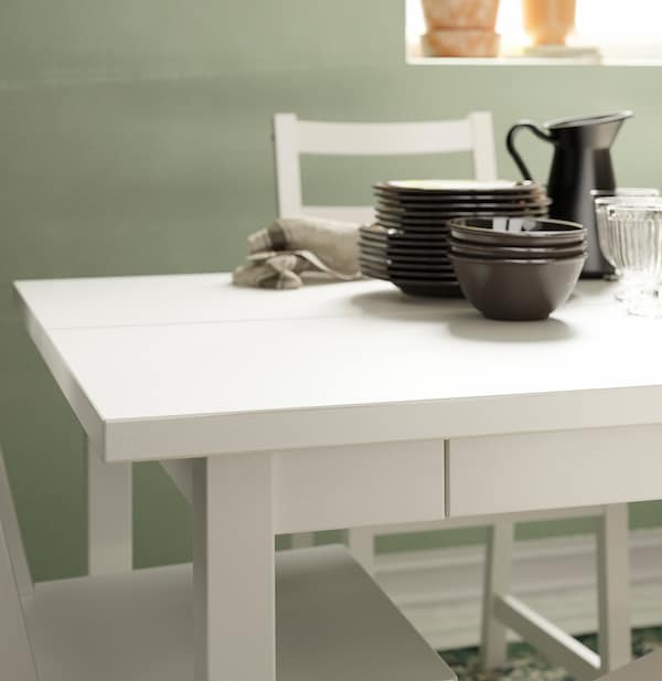 NORDVIKEN - Extendable table, white, 152/223x95 cm