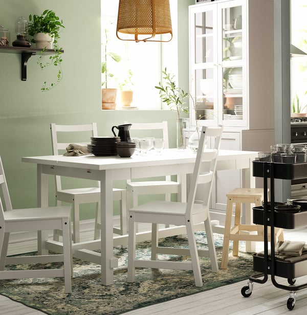 NORDVIKEN extendable table, white, 152/223x95 cm