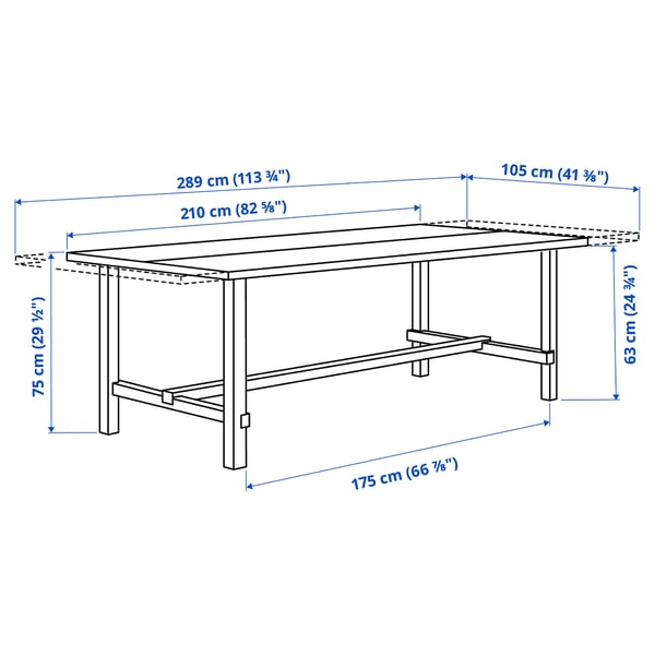 NORDVIKEN Extendable table - mordant antiqued 210/289x105 cm ,