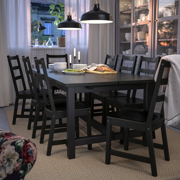 NORDVIKEN extendable table, black, 210/289x105 cm