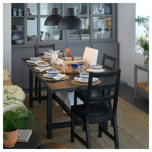 NORDVIKEN extendable table, black, 152/223x95 cm