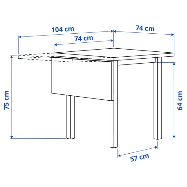 NORDVIKEN - Drop-leaf table, black, 74/104x74 cm