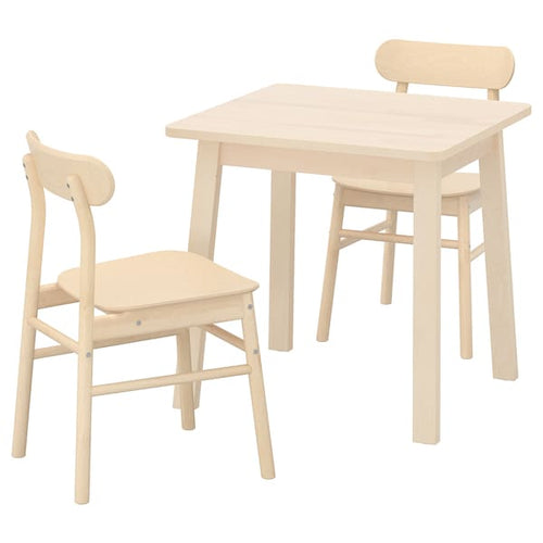 NORRÅKER / RÖNNINGE table and 2 chairs, birch/birch, 74x74 cm