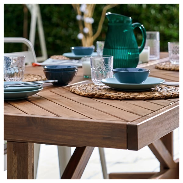NORRMANSÖ / NORRMANSÖ table+6 chairs, outdoor, acacia/beige acacia, 220x100 cm