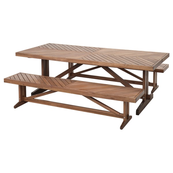 NORRMANSÖ / NORRMANSÖ table and 2 benches, outdoor acacia/beige acacia, 220x100 cm