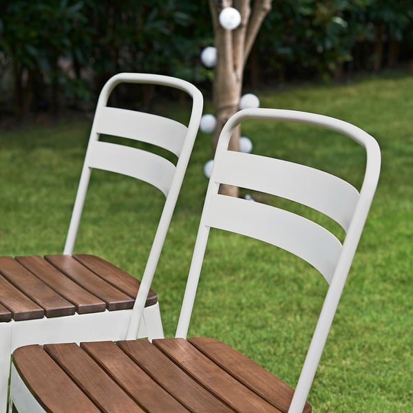 NORRMANSÖ chair, outdoor, in/outdoor beige/acacia, 48x83x52 cm