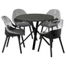 NORRMJÖLE / BALTSAR table and 4 chairs, black marble effect/black, 105 cm
