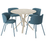 NORRMJÖLE / KRYLBO table and 4 chairs, beige marble effect/Axvall blue, 105 cm