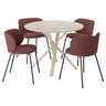 NORRMJÖLE / KRYLBO table and 4 chairs, beige marble effect/Tibbleby dark red, 105 cm