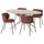 NORRMJÖLE / KRYLBO table and 4 chairs, beige marble effect/Tibbleby dark red, 170x97 cm