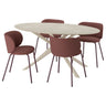 NORRMJÖLE / KRYLBO table and 4 chairs, beige marble effect/Tibbleby dark red, 170x97 cm