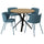 NORRMJÖLE / KRYLBO table and 4 chairs, oak effect black/Axvall blue, 105 cm