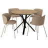 NORRMJÖLE / KRYLBO table and 4 chairs, oak effect black/Tonerud dark beige, 105 cm