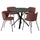 NORRMJÖLE / KRYLBO table and 4 chairs, black marble effect/Tibbleby dark red, 105 cm