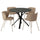 NORRMJÖLE / KRYLBO table and 4 chairs, black marble effect/Tonerud dark beige, 105 cm