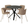 NORRMJÖLE / KRYLBO table and 4 chairs, black marble effect/Tonerud dark beige, 105 cm