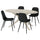 NORRMJÖLE / NORDMANSSKÄR table and 4 chairs, marble effect beige/Bomstad black, 170x97 cm
