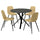 NORRMJÖLE / NORDMANSSKÄR table and 4 chairs, marble effect black/Letafors yellow-beige, 105 cm