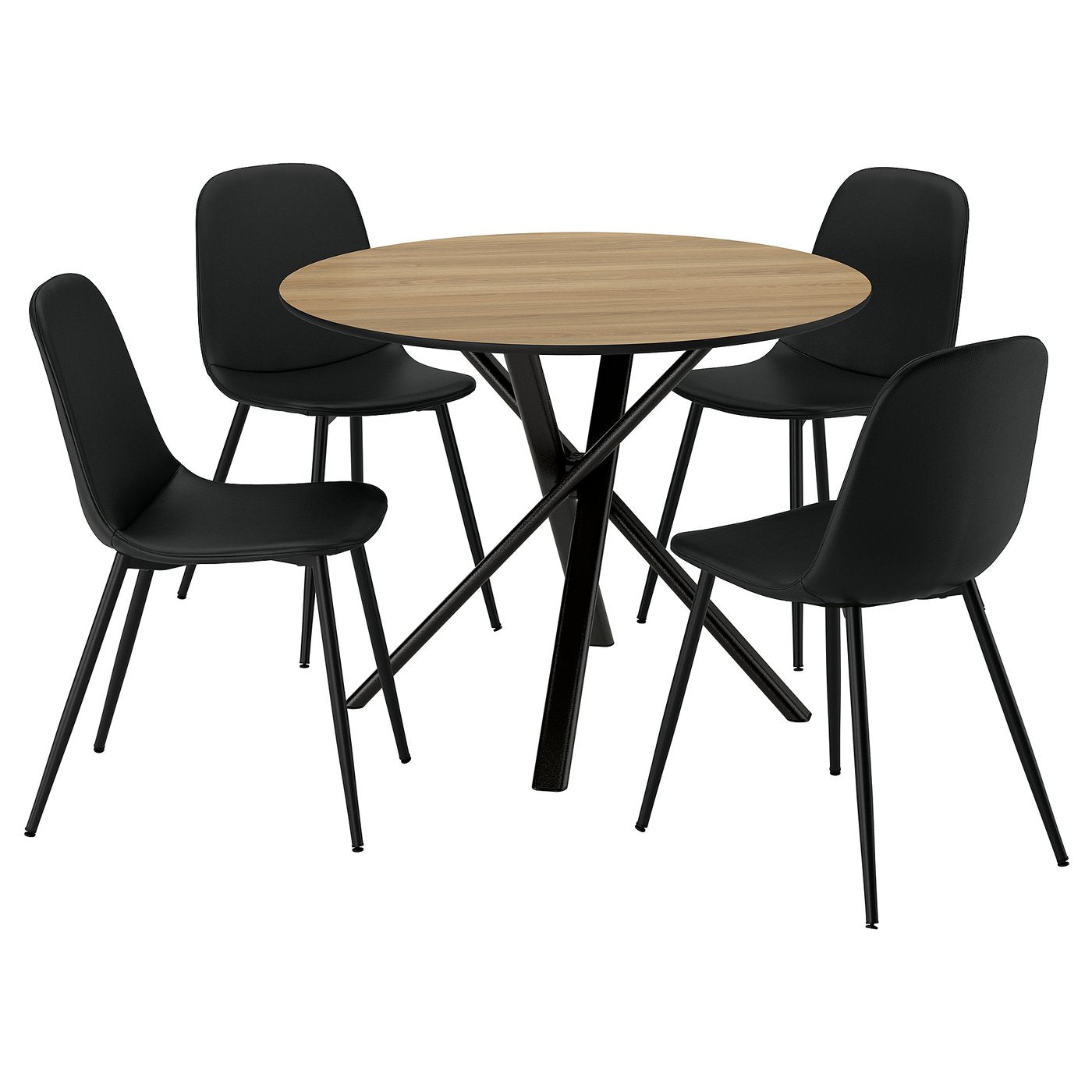NORRMJÖLE / NORDMANSSKÄR table and 4 chairs, oak effect black/Bomstad black, 105 cm