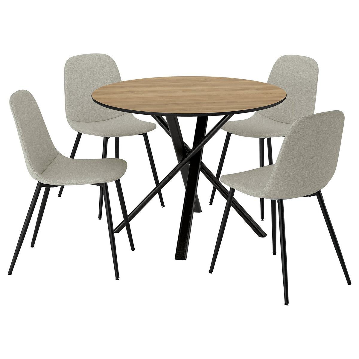 NORRMJÖLE / NORDMANSSKÄR table and 4 chairs, oak effect black/black Tonerud grey, 105 cm