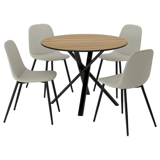 NORRMJÖLE / NORDMANSSKÄR table and 4 chairs, oak effect black/black Tonerud grey, 105 cm