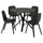 NORRMJÖLE / ODGER table and 4 chairs, marble effect black/anthracite, 105 cm