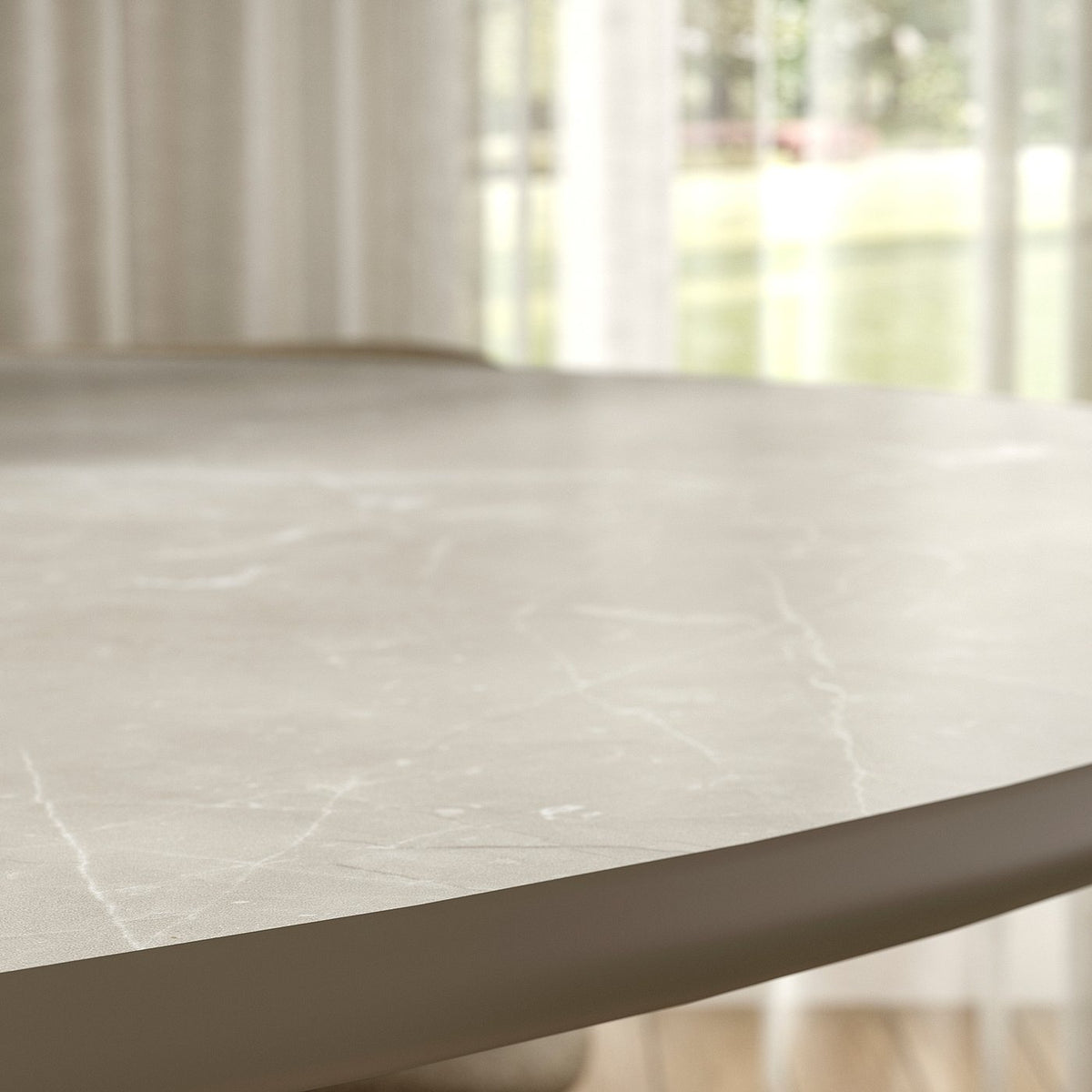 NORRMJÖLE table, beige marble effect/beige, 105 cm