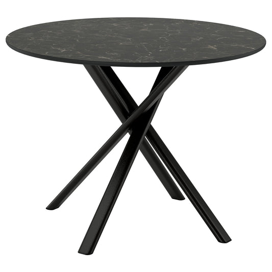 NORRMJÖLE table, black marble effect/black, 105 cm