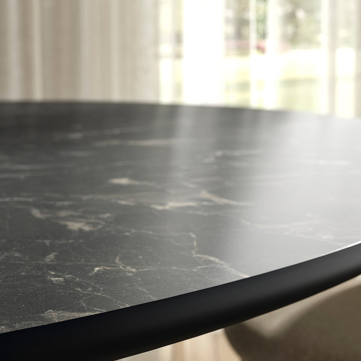 NORRMJÖLE table, black marble effect/black, 170x97 cm