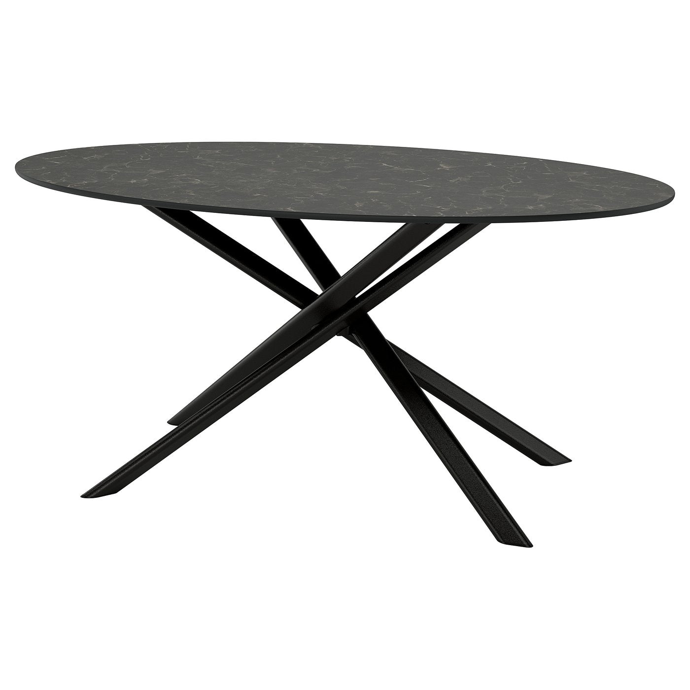 NORRMJÖLE table, black marble effect/black, 170x97 cm
