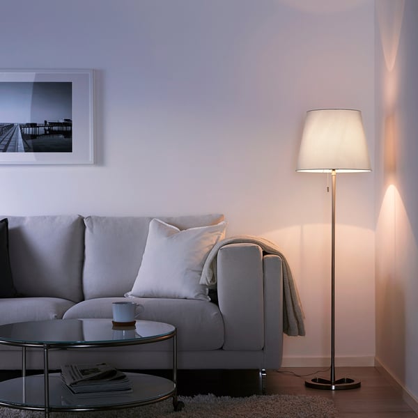 NYFORS floor lamp, nickel-plated white, 38 cm