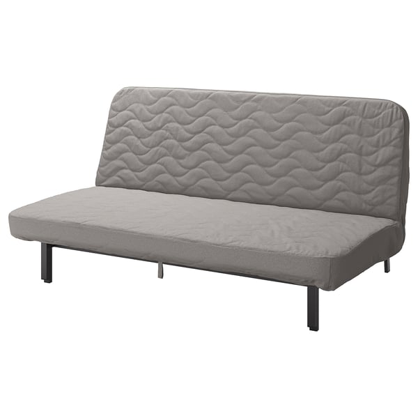 NYHAMN 3-seat sofa-bed, with pocket spring mattress/Knisa grey/beige, 200x140 cm