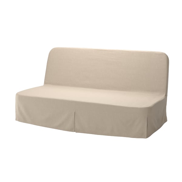 NYHAMN 3-seat sofa-bed, with pocket spring mattress/Naggen beige, 200x140 cm