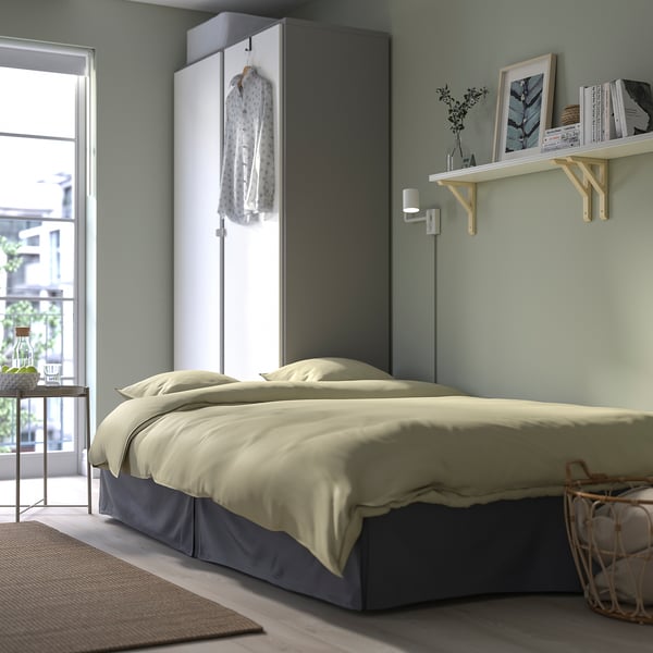 NYHAMN 3-seat sofa-bed, with pocket spring mattress Naggen/dark grey, 200x90x97 cm