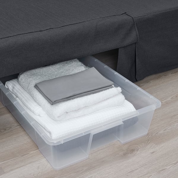 NYHAMN 3-seat sofa-bed, with pocket spring mattress Naggen/dark grey, 200x140 cm