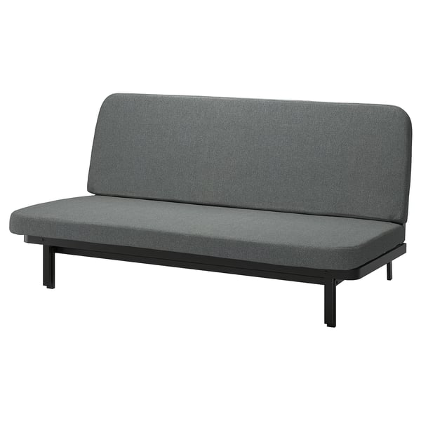 NYHAMN 3-seat sofa-bed, with pocket spring mattress/Skartofta black/light grey, 200x140 cm