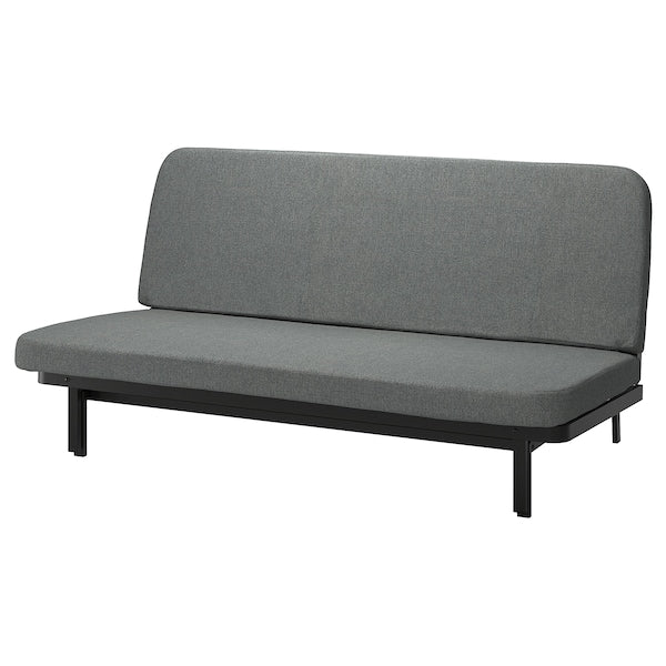 NYHAMN - 3-seater sofa bed, with spring mattress/Skartofta black/light gray