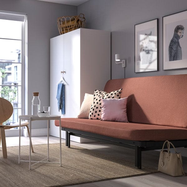 Ikea NYHAMN - 3-seater sofa bed, with spring mattress/Skartofta red/brown