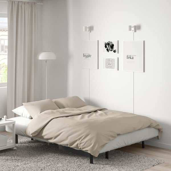 NYHAMN 3-seat sofa-bed, with foam mattress/Skartofta black/light grey, 200x90x97 cm
