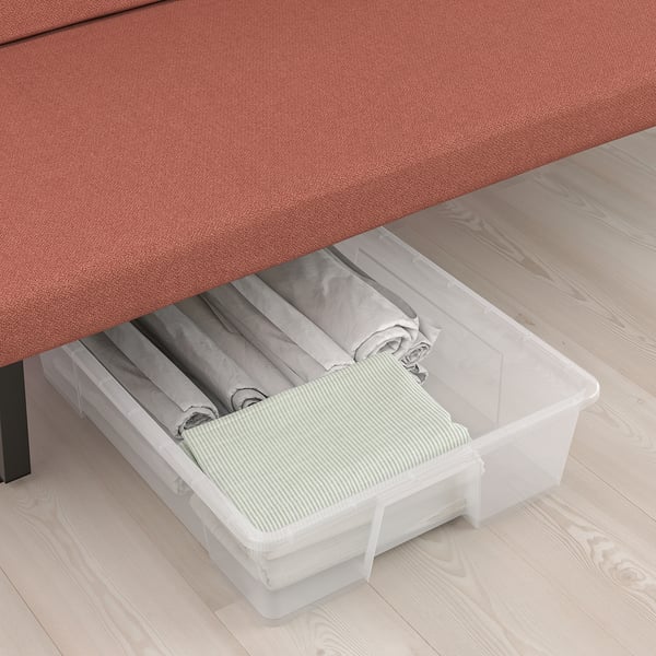 NYHAMN - 3-seater sofa bed, with foam mattress/Skartofta red/brown ,