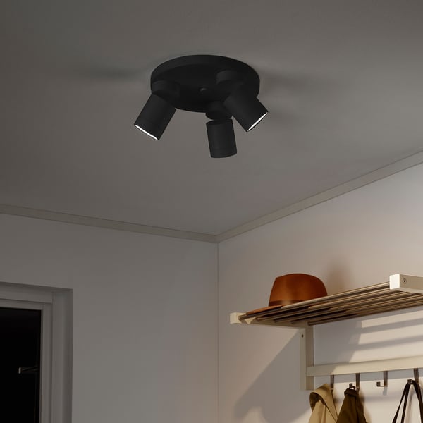NYMÅNE ceiling spotlight with 3 spots, anthracite, 25 cm