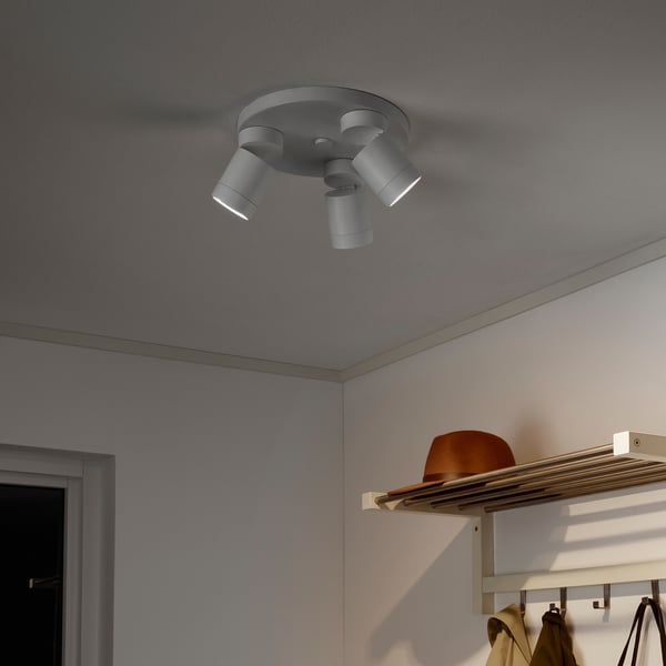 NYMÅNE ceiling spotlight with 3 spots, white, 25 cm