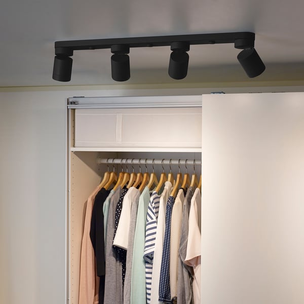 NYMÅNE ceiling spotlight with 4 spots, anthracite, 73x7 cm