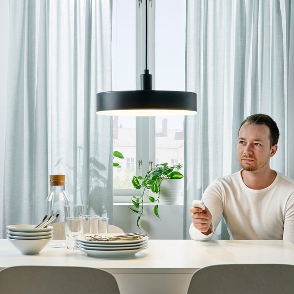 NYMÅNE LED pendant lamp wireless dimmable white spectrum/anthracite 38 cm , 38 cm