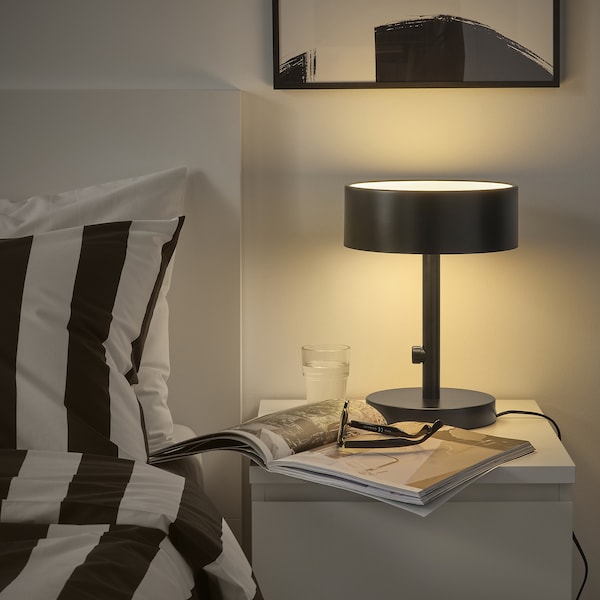 NYMÅNE table lamp, anthracite, 33 cm