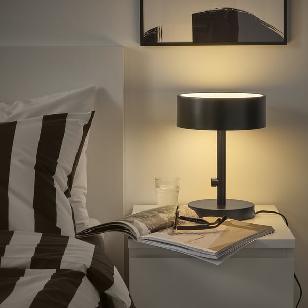 NYMÅNE table lamp, anthracite, 33 cm